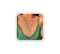 TseenYi Corolful Rhinestone Y Lariat Necklace Silver Long Crystal Y Shape Necklace Multi-color Rhinestone Choker Necklaces Rainbow Zirconia Cubic Bead Chest Necklaces Sparkly CZ Drop Jewelry