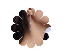 TseenYi Crystal North Star Dangle Earrings Long CZ Star Tassel Earrings Silver Star Chain Earrings Rhinestone Starburst Earrings Long Chain Fringe Earrings Jewelry for Women and Girls