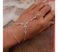 TseenYi Crystal Slave Ring and Bracelet Boho Layered Chain Silver Fashion Beach Wedding Jewelry for Women and Girls (1 Pcs)