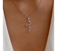 TseenYi Crystal Snake Pendant Necklace Vintage Cz Snake Serpent Necklace Silver Snake Rhinestone Pendant Necklace Cz Serpent Pendant Animal Necklace Chain Jewelry for Women and Girls Gifts