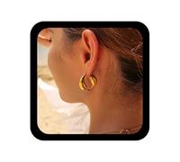 TseenYi Gold Circle Hoop Earrings Chunky Round Huggie Earrings Irregular Circle Shape Earring Metal Tai Chi Pisces Statement Earring Charm Jewelry for Women