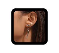 TseenYi Gold CZ Snake Ear Jacket Earrings Vintage Serpent Snake Dangle Earrings Colorful Crystal Medusa Studs Earring Punk Wave Animal Earring Jewelry for Women