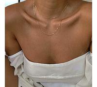TseenYi Gold Italian Box Necklace Choker Boho Layered Skinny Chain Necklaces Vintage Minimalist Necklace Jewelry for Women and Girls