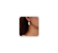 TseenYi Gold Leaf Earrings Studs Long Feather Leaves Earrings Boho Crystal Leafs Dangle Earrings Long Leaf Feather Drop Earrings Crystal Studs Jewelry for Women and Girls