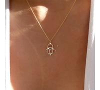 TseenYi Hamsa Hand Pendant Necklace Cz Hamsa Hand Necklace Gold Evil Eye Necklace Boho Crystal Hamsa Pendant Choker Necklace Long Chain Necklace Jewelry for Women and Girls Gifts