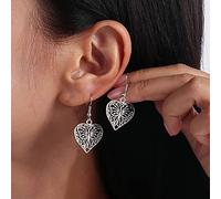 TseenYi Heart Hook Earrings Silver Love Heart Dangle Earrings Boho Hollow ButterflyDrop Earrings Vintage Tribal Earring Jewelry for Women and Girls