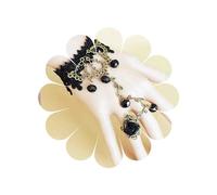 TseenYi Lace Ring Bracelet Gothic Black Lace Slave Finger Ring Bracelet Crystal Taseel Chain Lace Ring Bracelet Rose Flower Finger Ring Bracelet Lolita Cosplay Jewelry for Women and Girls(Black)