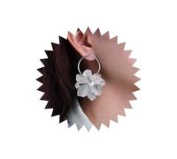 TseenYi Large Pearl Flower Earrings Silver Metal Floral Earrings Big Flower Drop Earrings Open Circle Studs Earrings Punk Flower Exaggerated Earrings Huge Floral Earrings Statement Metal Earrings