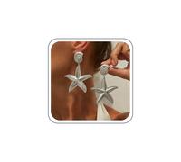 TseenYi Large Starfish Dangle Earrings Silver Conch Studs Earrings Big Conch Starfish Drop Earring Sea Star Statement Drop Earring Personality Seastar Charm Summer Beach Jewelry