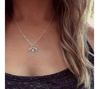 TseenYi Lotus Pendant Necklace Chain Star Moon Pendant Necklace Adjustable Yoga Clavicle Chain Necklaces Jewelry for women and Girls (Silver)