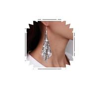 TseenYi Metal Mesh Tassel Earrings Sequin Tassel Long Drop Earrings Silver Sequins Dangle Earrings Mesh Sequin Long Drop Earrings Metal Mesh Dangle Earrings Jewelry for Women and Girls
