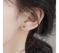 TseenYi Mini Square Emerald Studs Earrings Small Emerald Gemstone Earrings Gold Tiny Emerald Crystal Earrings Retro Square Green Gem Earrings Jewelry for Women and Girls Gifts