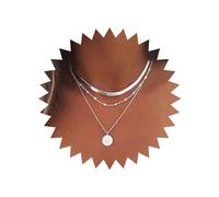 TseenYi Multi-layer Silver Flower Coin Pendant Necklace Snake Bone Chain Boho Style Necklaces Jewelry for women and Girls