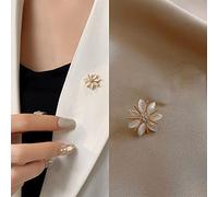 TseenYi Opal Flower Brooch Pins Plumeria Flower Brooch Gold Crystal Pins Brooch Buttons Vintage Opal CZ Brooch Cardigan Clip Lapel Clip Shirt Clip Jewelry for Women and Girls Gifts