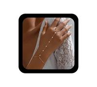 TseenYi Pearl Hand Chain Bracelet Gold Pearl Finger Ring Bracelet Pearls Slave Ring Bracelets Pearls Beads Chains Finger Bracelets Chains Hand Harness