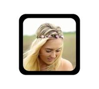 TseenYi Pink Flower Wreath Headband Bohemian Crown Garland Hair Headpiece Ribbon Floral Handbands Headpiece Adjustable Elastic Headpiece Wedding Bridal Hair Accessories for Women