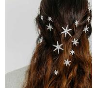 TseenYi Rhinestone Snowflake Hair Clip Star Hair Pins Winter Snowflake Bobby Pin Hair Silver Crystal Star Hair Clips Bobby Pins Snowflake Hair Pins Crystal Bridal Hairclip Barrette Clip 5 PCS