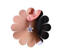 TseenYi Rhinestone Star Drop Earrings Sapphire Star Dangle Earrings Blue Crystal Star Hook Earrings CZ Star Halo Earrings Cubic Zirconia Star Drop Earrings