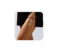 TseenYi Scorpion Thigh Leg Chain Silver Crystal Scorpion Thigh Chain Layered Elastic Chain Thigh Chain Sexy Harness Bikini Body Chain Summer Beach Body Jewelry for Women and Girls