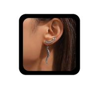 TseenYi Silver CZ Snake Ear Jacket Earrings Vintage Serpent Snake Dangle Earrings Colorful Crystal Medusa Studs Earring Punk Wave Animal Earring Jewelry for Women