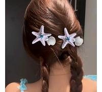 TseenYi Starfish Shell Hair Clip Pearl Sea Star Hairclip Large Purple Starfish Hairpin Vintage Seashell Pearl Star Hair Barrette Clips Boho Seastar Beach Hairpiece Bobby Pins