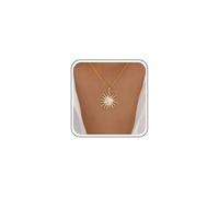 TseenYi Sun Moon Pendant Necklace Gold Large Sun Choker Necklace CZ Big Sunburst Pendant Necklaces Minimalist Moon Collar Chain Statement Jewelry