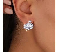 TseenYi Swan Studs Earrings Shine Cubic Zirconia Earrings Silver Swan Crystal Earrings Sparkling Cz Cluster Stud Bridal Wedding Earrings Jewelry for Women and Girls Gifts