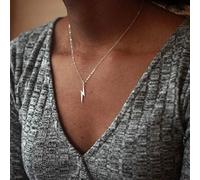 TseenYi Thunder Pendant Necklace Chain Silver Lighting Choker Necklace Minimalist Short Chain Weather Necklace Jewelry for women and Girls (Silver)