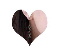 TseenYi Vintage Emerald Drop Earrings Emerald Green Crystal Dangle Earrings Green Square Crystal Threader Earrings Long Pull Through Earrings Jewelry for Women and Girls(Gold)