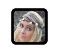 TseenYi White Flower Wreath Headband Bohemian Crown Garland Hair Headpiece Ribbon Floral Handbands Headpiece Adjustable Elastic Headpiece Wedding Bridal Hair Accessories for Women