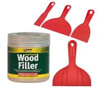Tsekouri 3-Piece Filler & Scraper Tool to Work with Everbuild Multipurpose Wood Filler 250ml Light Stainable Sandable for Interior & Exterior Use