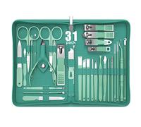 Tseoa Manicure Set Personal Care, Nail Clipper Kit, Professional Nail Clipper Pedicure Set, Nail Tools with Luxurious Travel Case, Gifts for Men Women Family Friend, 31 Pieces (Green)