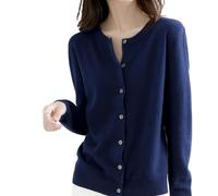 Tseonmis Cashmere Cardigan Sweaters for Women,2023 Fall Open Front Button Crew Neck Loose Soft Knit Outwear (A,M)