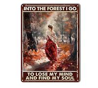 TSEZLOJH Bar Tin Sign and Into The Forest I Go to Lose My Mind Find My Soul Home Bar Signs for Home Bar Signs 12x16inch