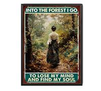 TSEZLOJH Bar Tin Sign and Into The Forest I Go to Lose My Mind Find My Soul Wall Decor for Home Gate Garden Bars Restaurants Cafes Office Store Pubs Club Sign Gift 12x16inch-Metal Framed Tin Painting