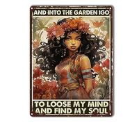 TSEZLOJH Funny Metal Tin Sign And Into The Garden I Go To Lose My Mind And Find My Soul Home Bar Signs for Small Vintage Wall Decor for Men 12"x16"