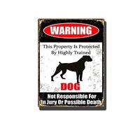 TSEZLOJH Metal Tin Sign Dog Black This Property is Protected by Highly Trained Dog Not Responsible for in Jury Or Possible Death Caution Warning Notice 12X16 inch-Tin Painting