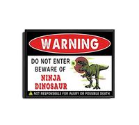 TSEZLOJH Metal Tin Sign Warning Do Not Enter Beware of Ninja Dinosaur Vintage Metal Poster Home Wall Decoration 12X16 inch-Metal Frame Tin Painting