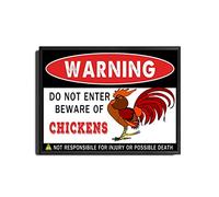 TSEZLOJH Retro Tin Sign Warning Do Not Enter Beware of Chickens D Signs Wall Art Posters Painting Decorations Artwork 12X16 inch-Metal Frame Tin Painting