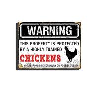 TSEZLOJH Signs Funny Field Or Property Warning Sign This Property is Protected by A Highly Trained Chickens 12X16 inch-Tin Painting