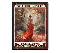 TSEZLOJH Tin Metal Sign and Into The Forest I Go to Lose My Mind Find My Soul for Living Room Bedroom Deccor 12x16inch-Metal Framed Tin Painting