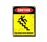 TSEZLOJH Tin Sign Stairs Caution Hazard Sign Warning Yellow Caution Warning Notice 12X16 inch-Tin Painting