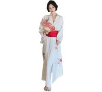 Tsffae 1 Set Japanese Traditional Yukata Japanese Robe Geisha Yukata Women Kimono Haori Summer Photography Cosplay Costume for Ladies