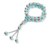 Tsffae 12mm Muslim Rosary 33 Beads Islamic Prayer Beads Tasbih Tassel Pendant Allah Mohammed Rosary Eid Ramadan Bracelets Gift for Women Men