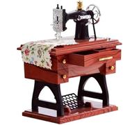 Tsffae 1pc Vintage Mini Sewing Machine Box, European Retro Classical Treadle Sewing Machine Table Desk Mechanical Clockwork Box for Home Decor Birthday Gift