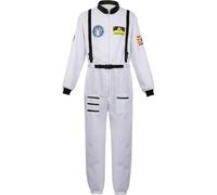 Tsffae 1set Astronaut Costume - Adults Spaceman Coverall - Men Women White Spaceman Jumpsuit Fancy Dress Cosplay Halloween Party Funny Astronaut Outfit for Adult