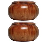 Tsffae 2pcs Chess Set Bowl Wooden Go Chess Container Chess Stones Holder Board Game Go Bowls Backgammon Go Bowl Intellectual Game