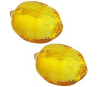 Tsffae 2pcs Crystal Lemon Collectible Figurines Paperweight Glass Fruit Figurine Centerpiece Ornaments Home Decor Gift for Christmas Day, Birthday