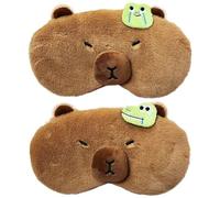 Tsffae 2pcs Eye Mask for Sleeping Cute Capybara Eye Cover Plush Sleeping Mask Cartoon Animal Eyeshade Eye Cover Travel Eye Cover for Adults Kids