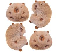 Tsffae 4pcs Capybara Plush Brooches Cute Guinea Pig Bag Decoration Fluffy Animal Brooch Kawaii Stuffed Badge for Backpack Coat Bag